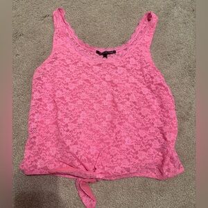 VINTAGE victoria secret Floral Lace Tie-Front Tank Top - Pink